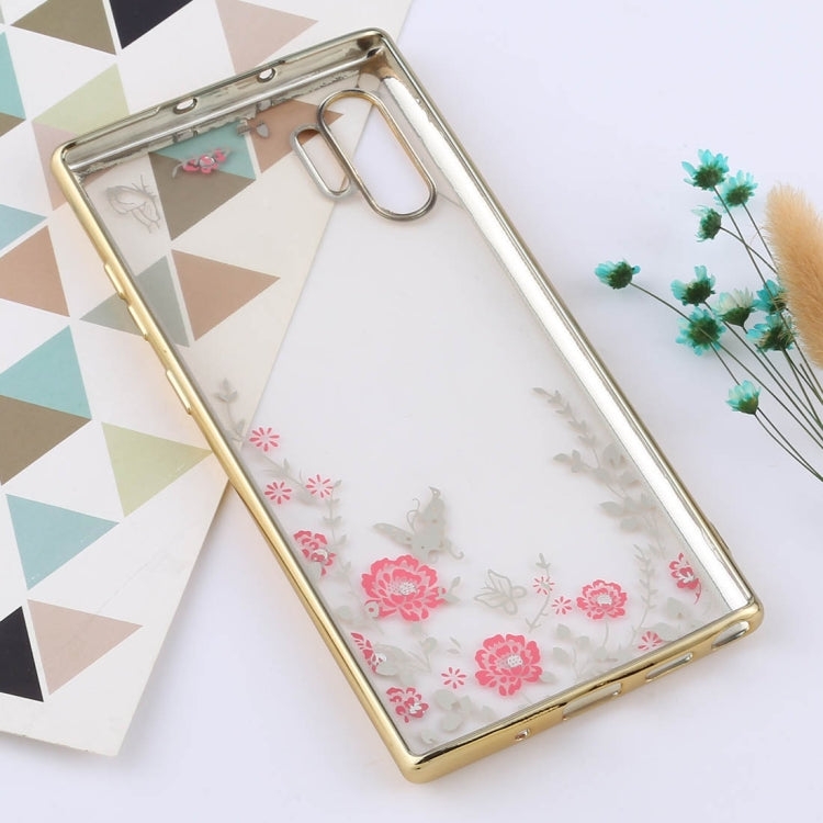 Flowers Patterns Electroplating Soft TPU Protective Cover Case for Galaxy Note 10+