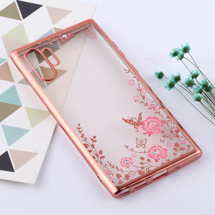 Flowers Patterns Electroplating Soft TPU Protective Cover Case for Galaxy Note 10+