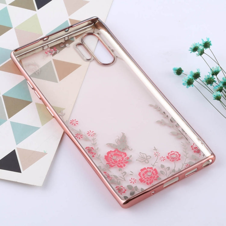 Flowers Patterns Electroplating Soft TPU Protective Cover Case for Galaxy Note 10+
