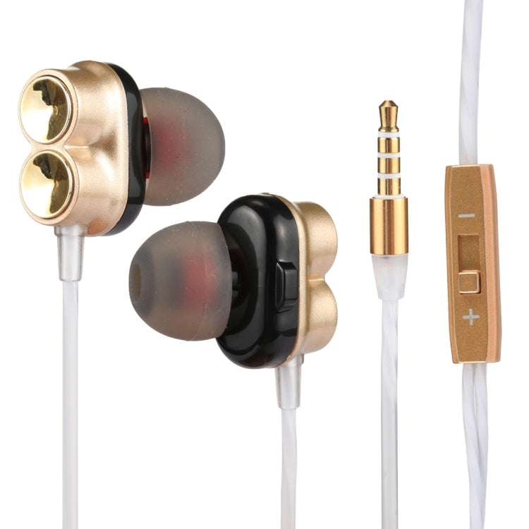 C-15 Earbuds Four-nuclear Power In-Ear Wired Stereo Earphones Headset with Mic, for iPhone, Samsung, HTC, Sony and other Smartphones (Gold)