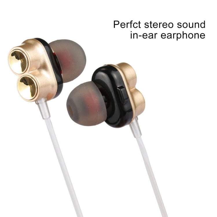 C-15 Earbuds Four-nuclear Power In-Ear Wired Stereo Earphones Headset with Mic, for iPhone, Samsung, HTC, Sony and other Smartphones (Gold)