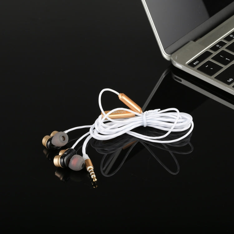 C-15 Earbuds Four-nuclear Power In-Ear Wired Stereo Earphones Headset with Mic, for iPhone, Samsung, HTC, Sony and other Smartphones (Gold)