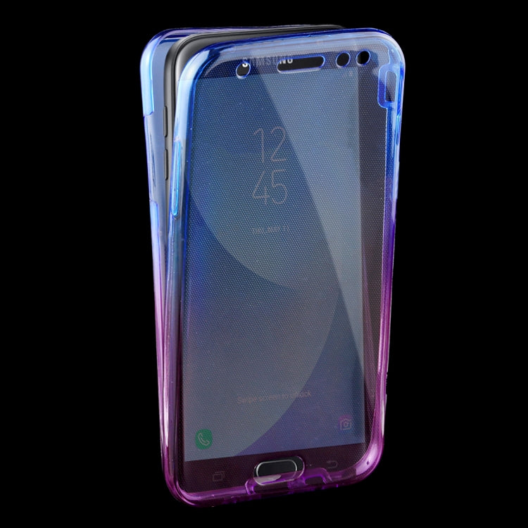For Galaxy J7 (2017) (EU Version) 0.75mm Double-sided Gradient Color Full Coverage TPU Protective Case Back Cover