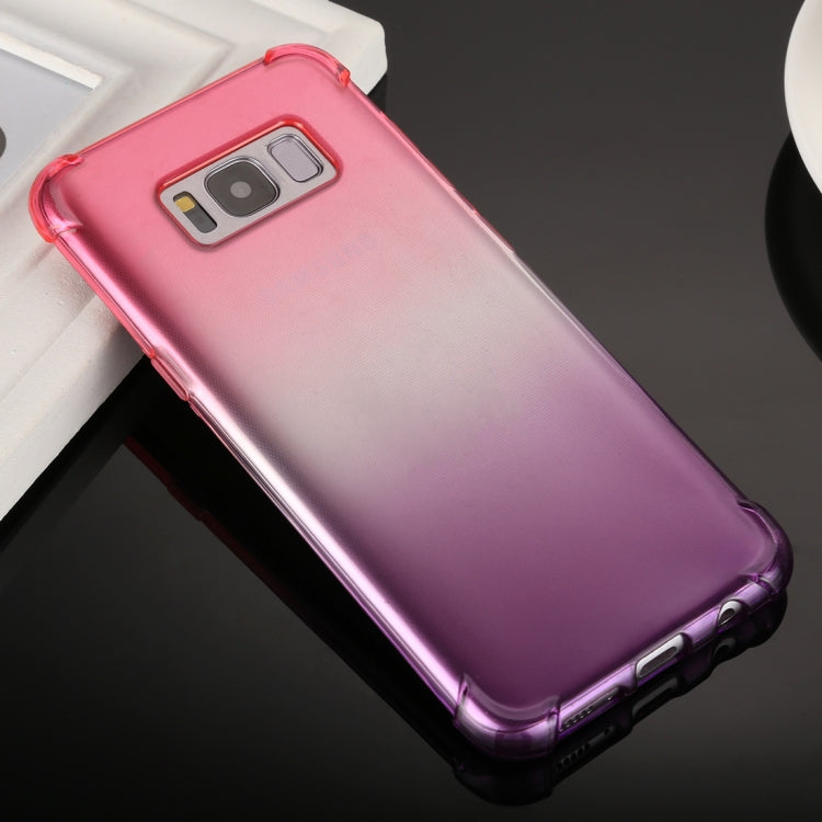 For Galaxy S8 0.75mm Gradient Color TPU Protective Back Cover Case(Magenta+Purple)