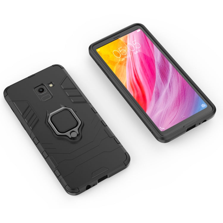 PC + TPU Shockproof Protective Case with Magnetic Ring Holder for Galaxy A8+ (2018)