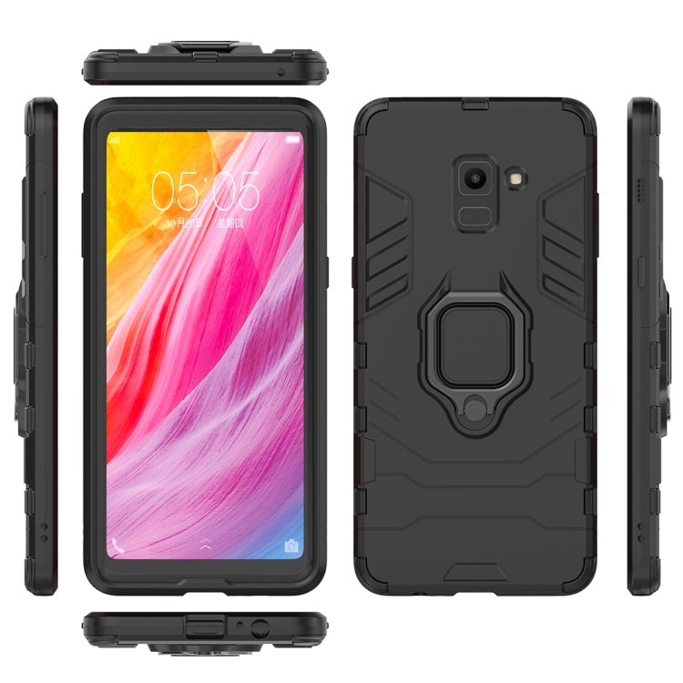 PC + TPU Shockproof Protective Case with Magnetic Ring Holder for Galaxy A8+ (2018)