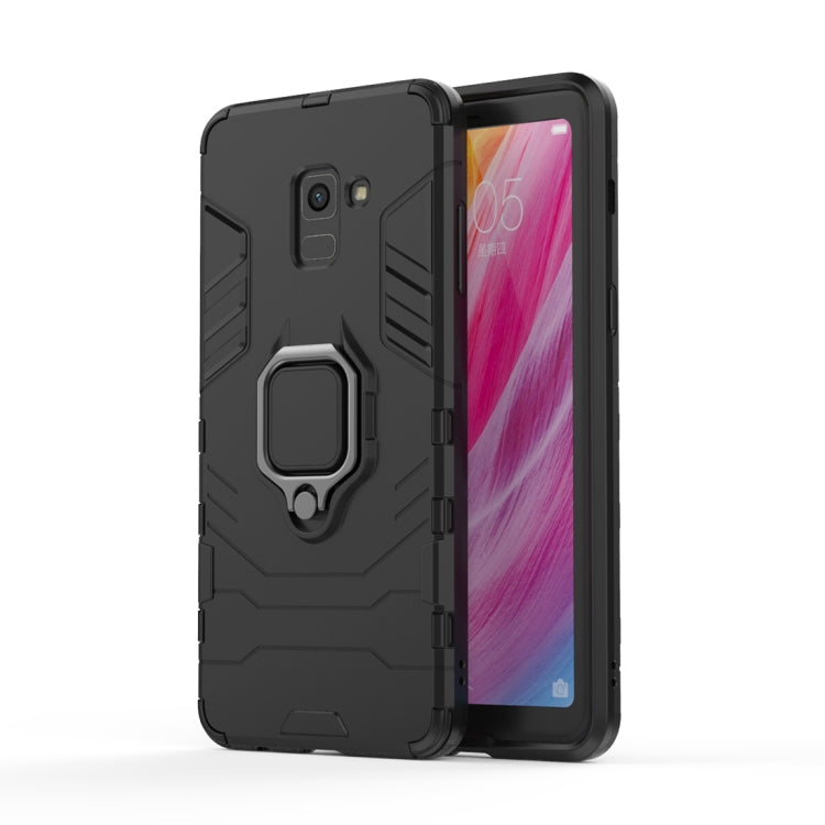 PC + TPU Shockproof Protective Case with Magnetic Ring Holder for Galaxy A8+ (2018)