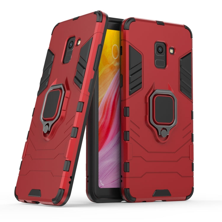 PC + TPU Shockproof Protective Case with Magnetic Ring Holder for Galaxy A8+ (2018)