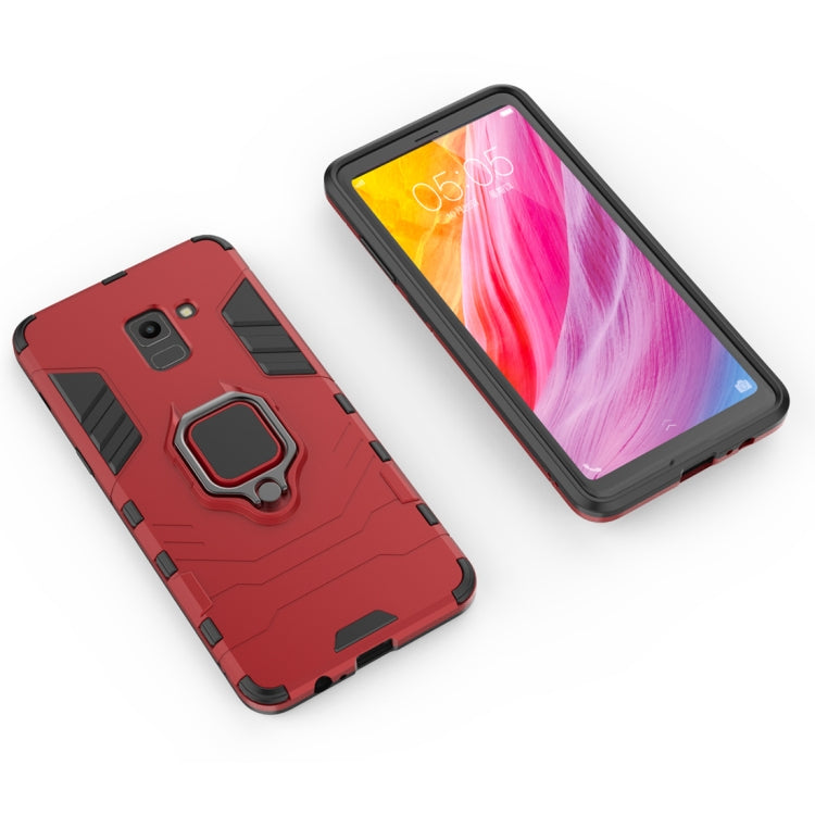 PC + TPU Shockproof Protective Case with Magnetic Ring Holder for Galaxy A8+ (2018)