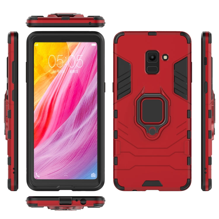 PC + TPU Shockproof Protective Case with Magnetic Ring Holder for Galaxy A8+ (2018)