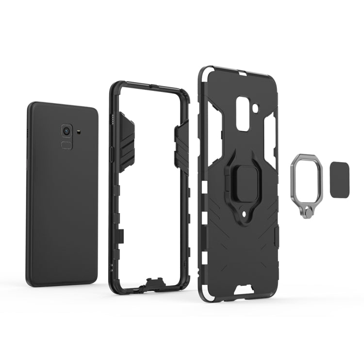 PC + TPU Shockproof Protective Case with Magnetic Ring Holder for Galaxy A8+ (2018)