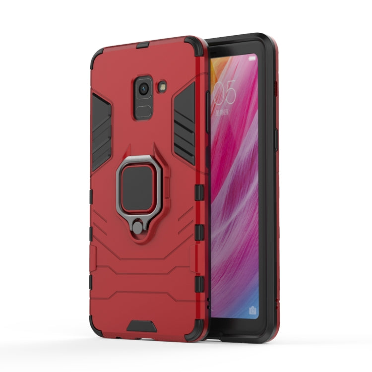 PC + TPU Shockproof Protective Case with Magnetic Ring Holder for Galaxy A8+ (2018)