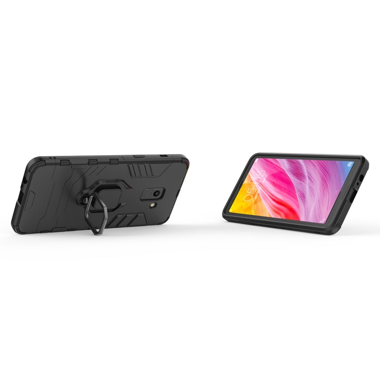 PC + TPU Shockproof Protective Case with Magnetic Ring Holder for Galaxy A8 (2018)(Black)
