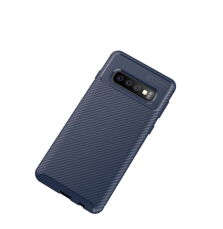 Carbon Fiber Texture Shockproof TPU Case for Galaxy S10 5G (Blue)