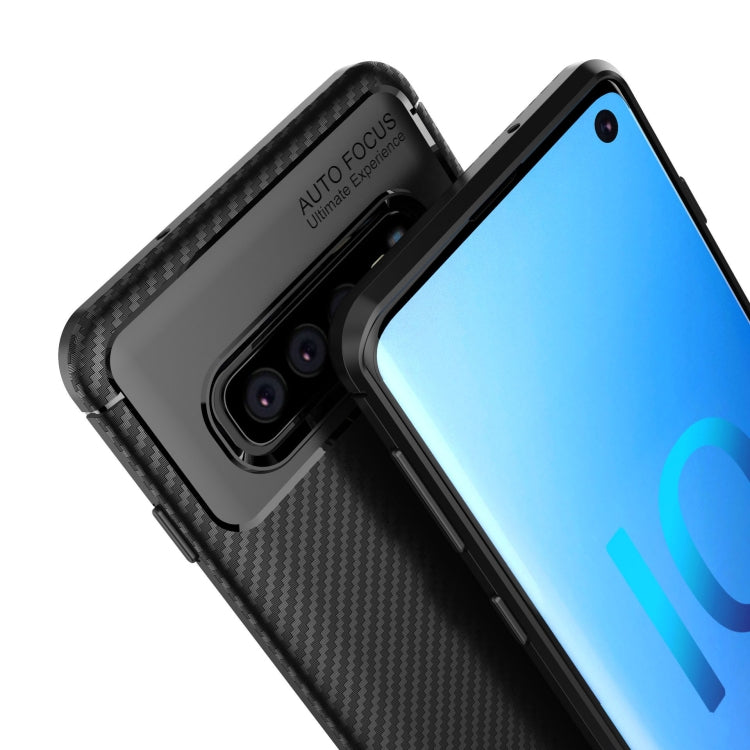 Carbon Fiber Texture Shockproof TPU Case for Galaxy S10 5G (Blue)
