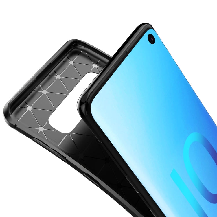 Carbon Fiber Texture Shockproof TPU Case for Galaxy S10 5G (Blue)