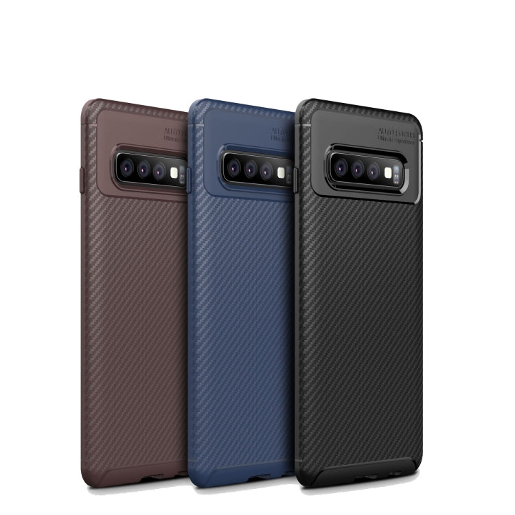 Carbon Fiber Texture Shockproof TPU Case for Galaxy S10 5G (Blue)