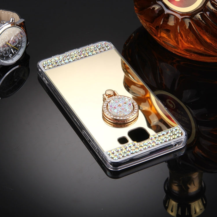 For Galaxy A9 / A900 Diamond Encrusted Electroplating Mirror Protective Cover Case with Hidden Ring Holder