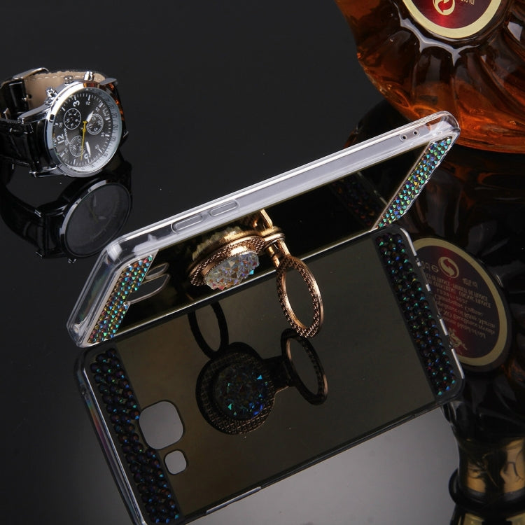For Galaxy A9 / A900 Diamond Encrusted Electroplating Mirror Protective Cover Case with Hidden Ring Holder