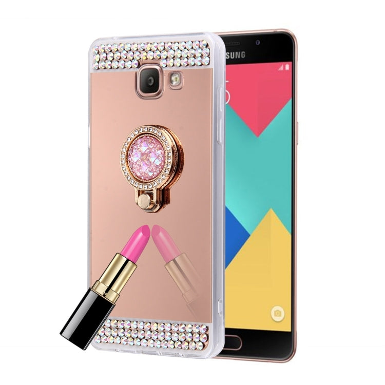 For Galaxy A9 / A900 Diamond Encrusted Electroplating Mirror Protective Cover Case with Hidden Ring Holder