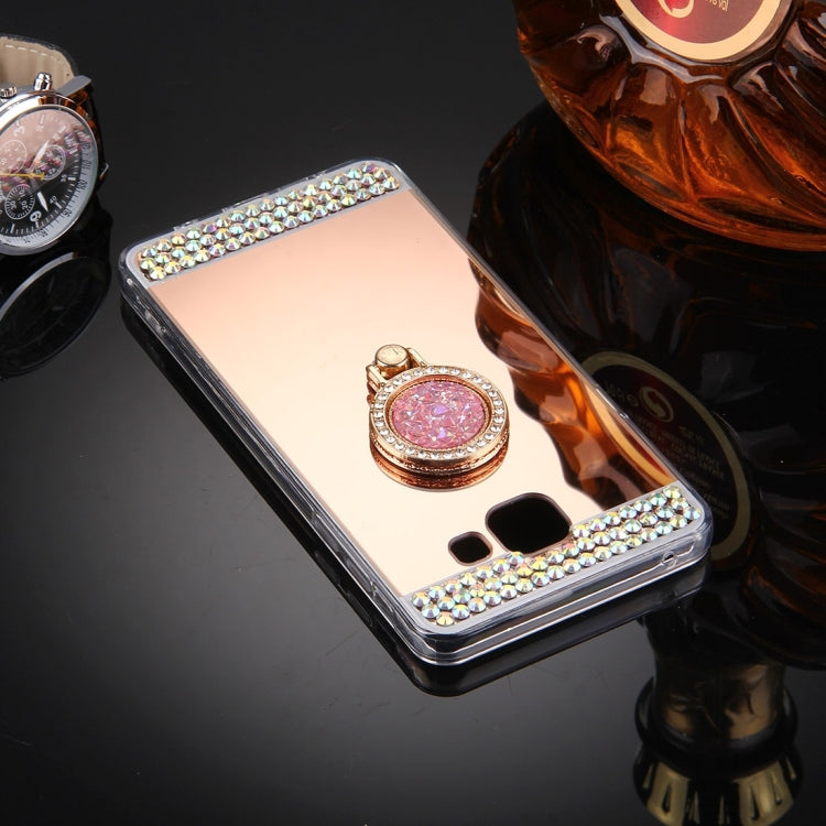 For Galaxy A9 / A900 Diamond Encrusted Electroplating Mirror Protective Cover Case with Hidden Ring Holder