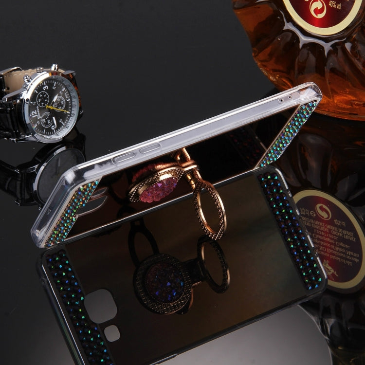 For Galaxy A9 / A900 Diamond Encrusted Electroplating Mirror Protective Cover Case with Hidden Ring Holder