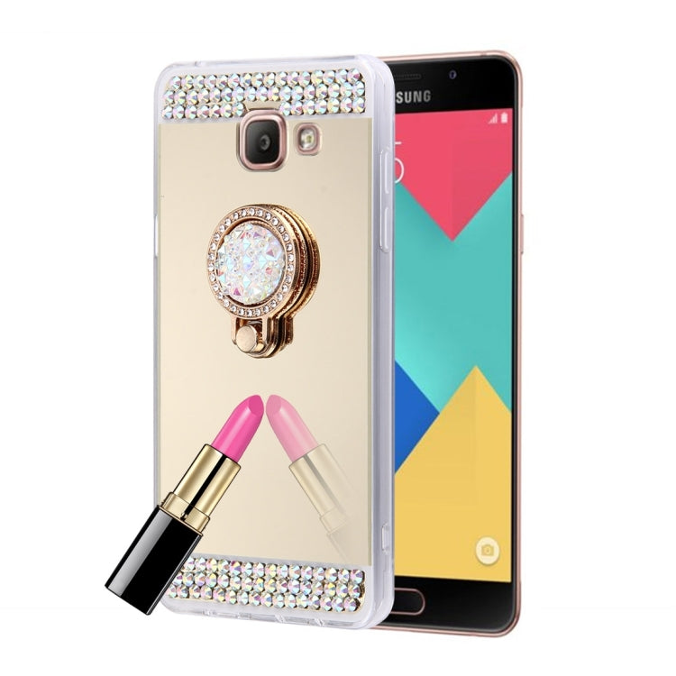 For Galaxy A3 (2016) / A310 Diamond Encrusted Electroplating Mirror Protective Cover Case with Hidden Ring Holder