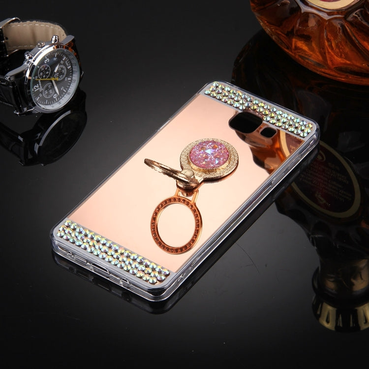 For Galaxy A3 (2016) / A310 Diamond Encrusted Electroplating Mirror Protective Cover Case with Hidden Ring Holder