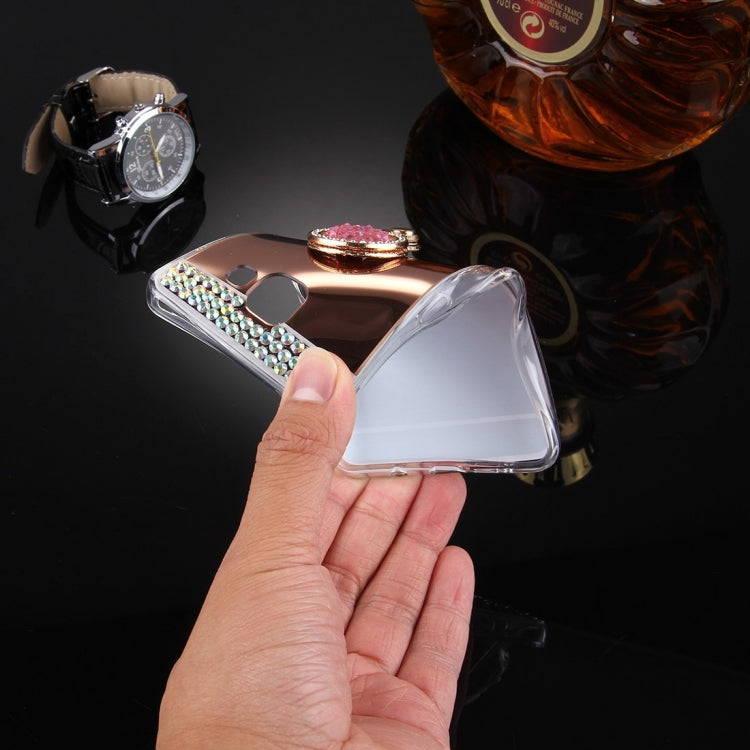 For Galaxy A3 (2016) / A310 Diamond Encrusted Electroplating Mirror Protective Cover Case with Hidden Ring Holder