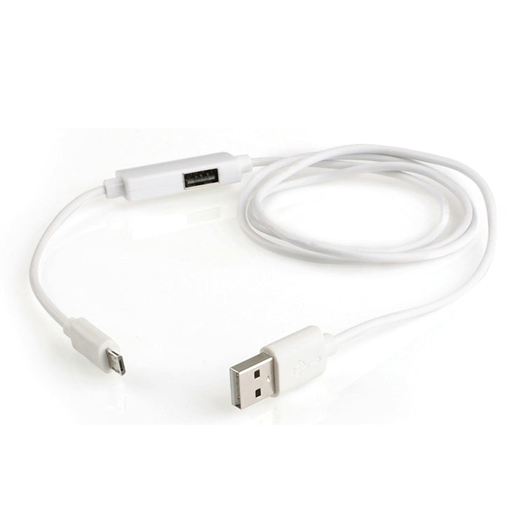 OTG-Y-02 USB 2.0 Male to Micro USB Male + USB Female OTG Charging Data Cable for Android Phones / Tablets with OTG Function, Length: 1.1m (White)