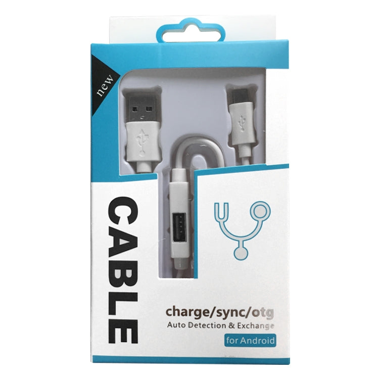 OTG-Y-02 USB 2.0 Male to Micro USB Male + USB Female OTG Charging Data Cable for Android Phones / Tablets with OTG Function, Length: 1.1m (White)