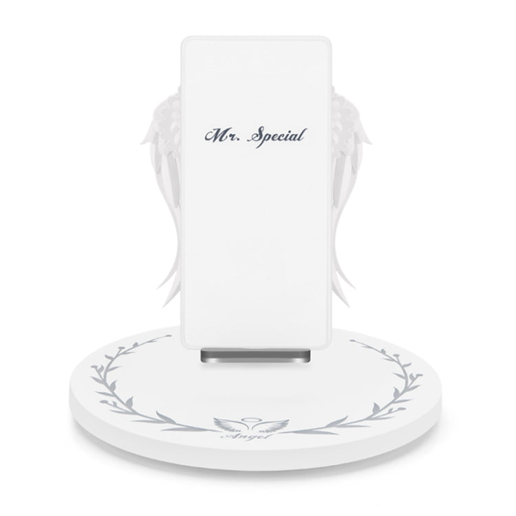 10W Smart Vertical Angel Wings Shape Mobile Phone Wireless Charger with Lighting Base