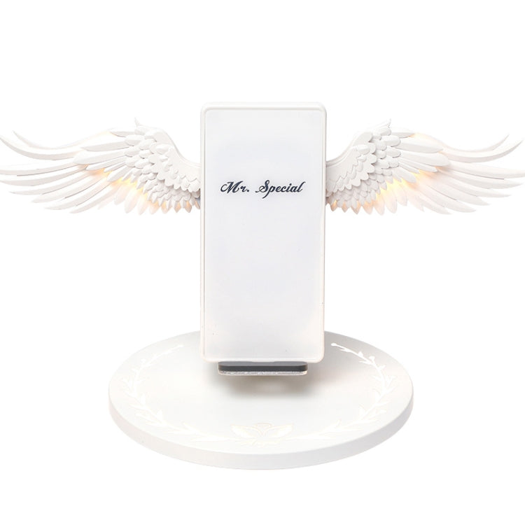 10W Smart Vertical Angel Wings Shape Mobile Phone Wireless Charger with Lighting Base