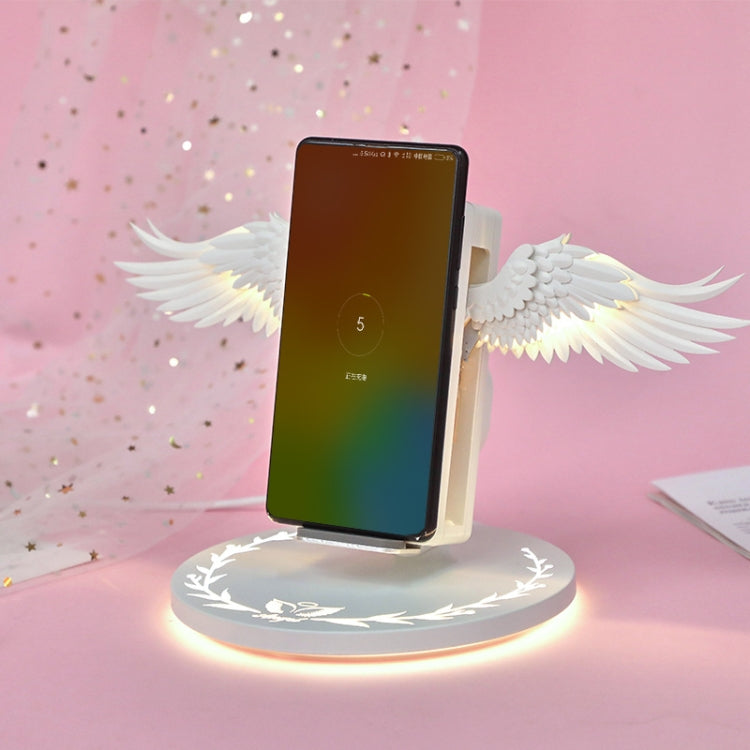 10W Smart Vertical Angel Wings Shape Mobile Phone Wireless Charger with Lighting Base