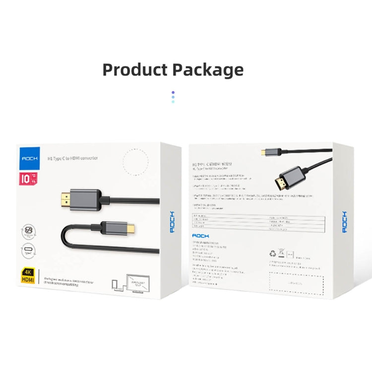 ROCK H1 USB-C / Type-C to 4K HD HDMI Adapter Cable, Cable Length: 3m
