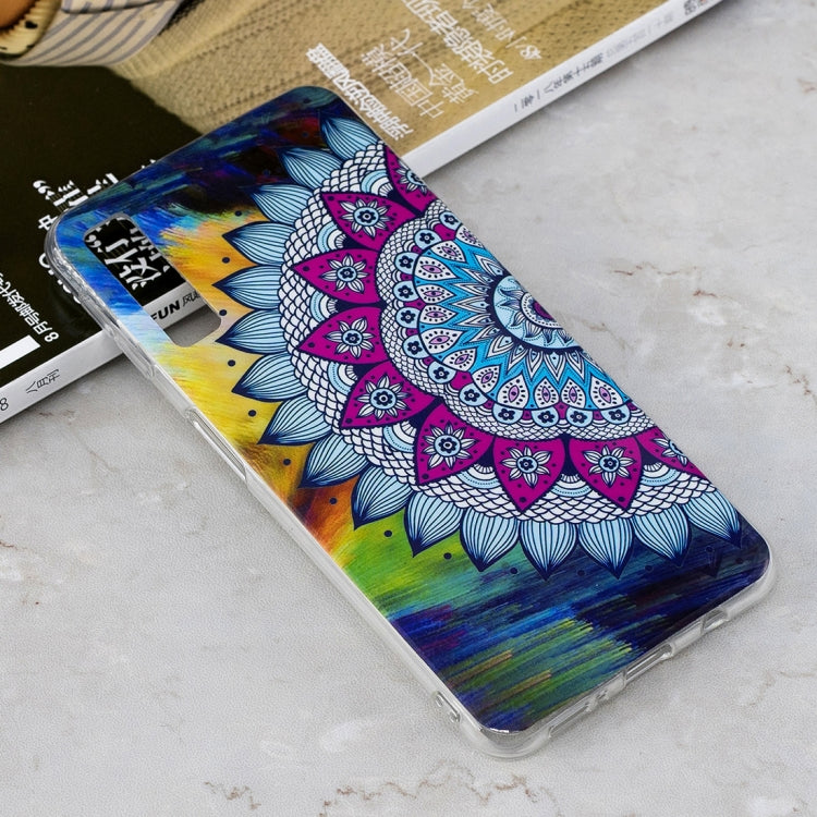 Luminous Colorful Sun Flower Pattern Shockproof TPU Protective Case for Galaxy A7 (2018)