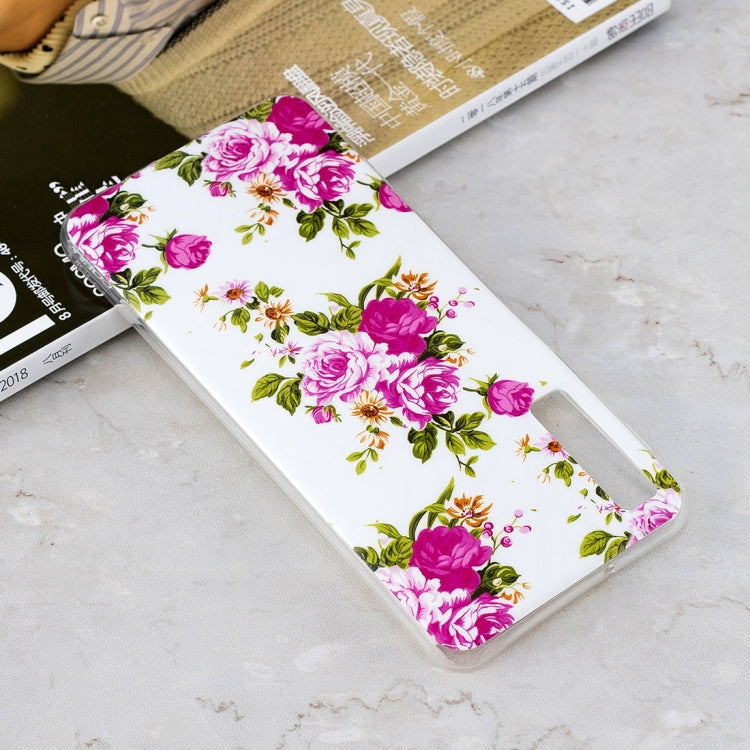 Luminous Rosa Multiflora Flower Pattern Shockproof TPU Protective Case for Galaxy A7 (2018)