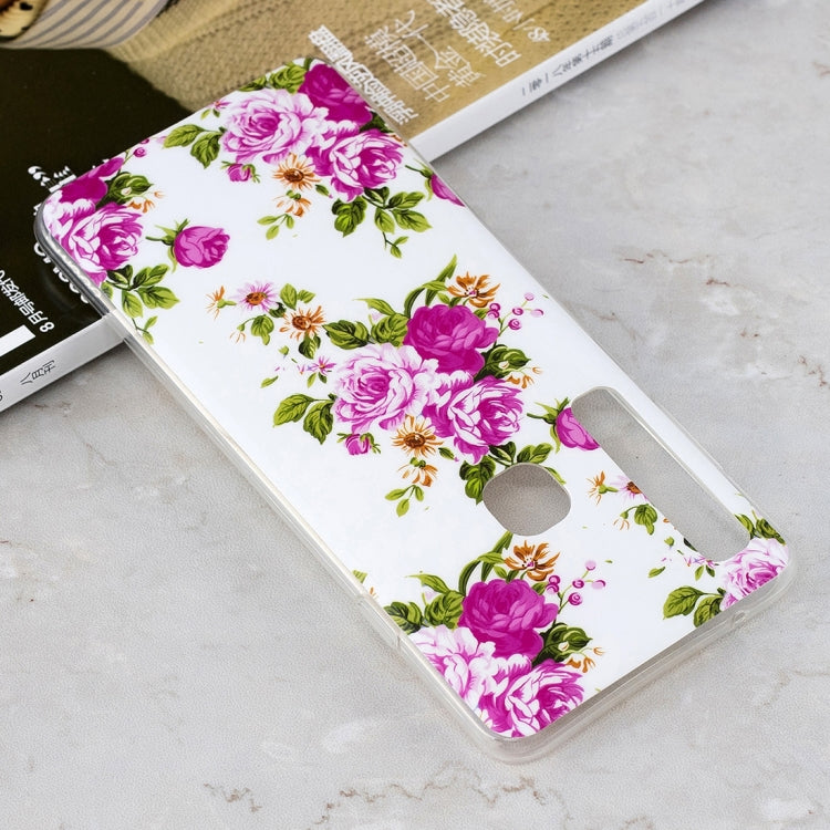 Luminous Rosa Multiflora Flower Pattern Shockproof TPU Protective Case for Galaxy A9 (2018) / A9s