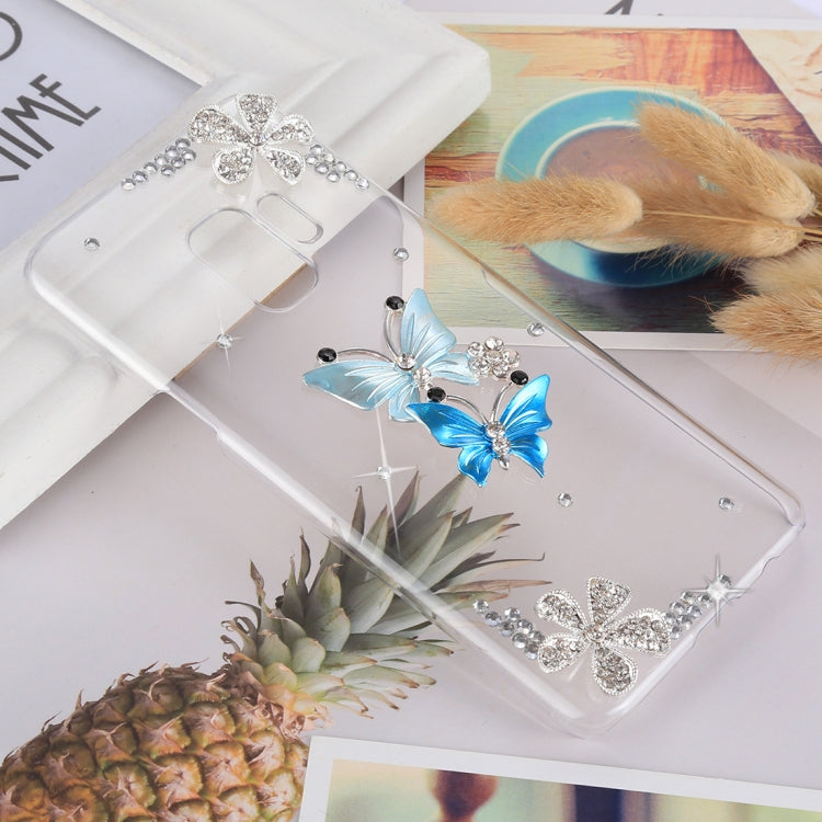For Galaxy S9 Butterfly Diamond Pattern PC Shockproof Transparent Protective Back Cover Case