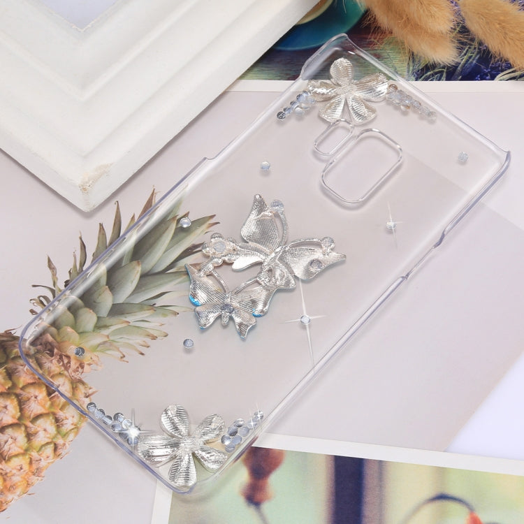 For Galaxy S9 Butterfly Diamond Pattern PC Shockproof Transparent Protective Back Cover Case