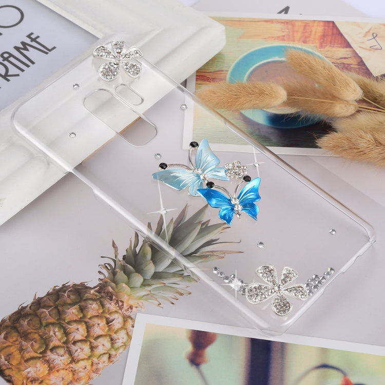 For Galaxy S9+ Butterfly Diamond Pattern PC Shockproof Transparent Protective Back Cover Case