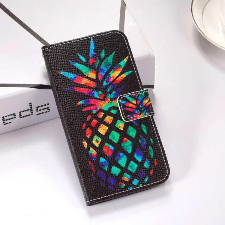 Colorful Pineapple Pattern Colored Drawing Horizontal Flip Leather Case for Galaxy M20, with Holder & Card Slots & Wallet & Lanyard