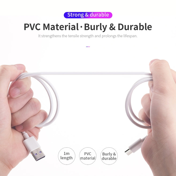 ROCK C4 5A USB-C / Type-C to USB Charge Sync Round Data Cable, Length : 1m (White)