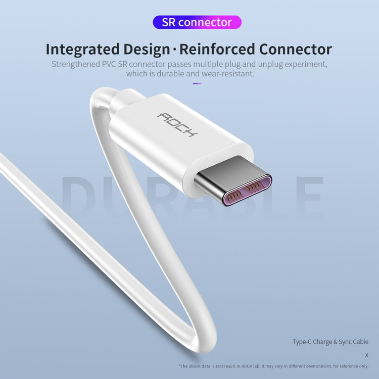 ROCK C4 5A USB-C / Type-C to USB Charge Sync Round Data Cable, Length : 1m (White)