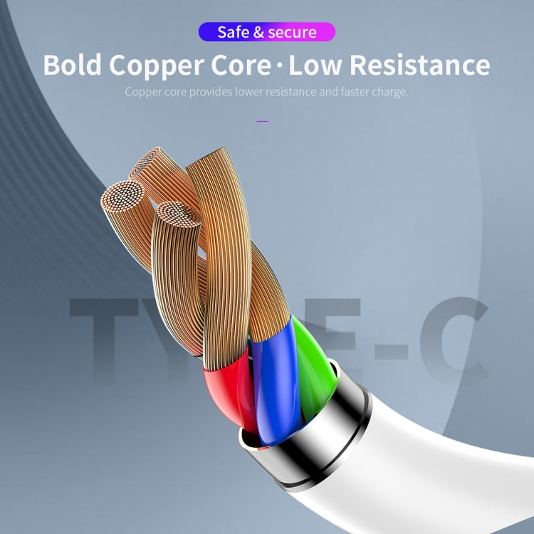 ROCK C4 5A USB-C / Type-C to USB Charge Sync Round Data Cable, Length : 1m (White)