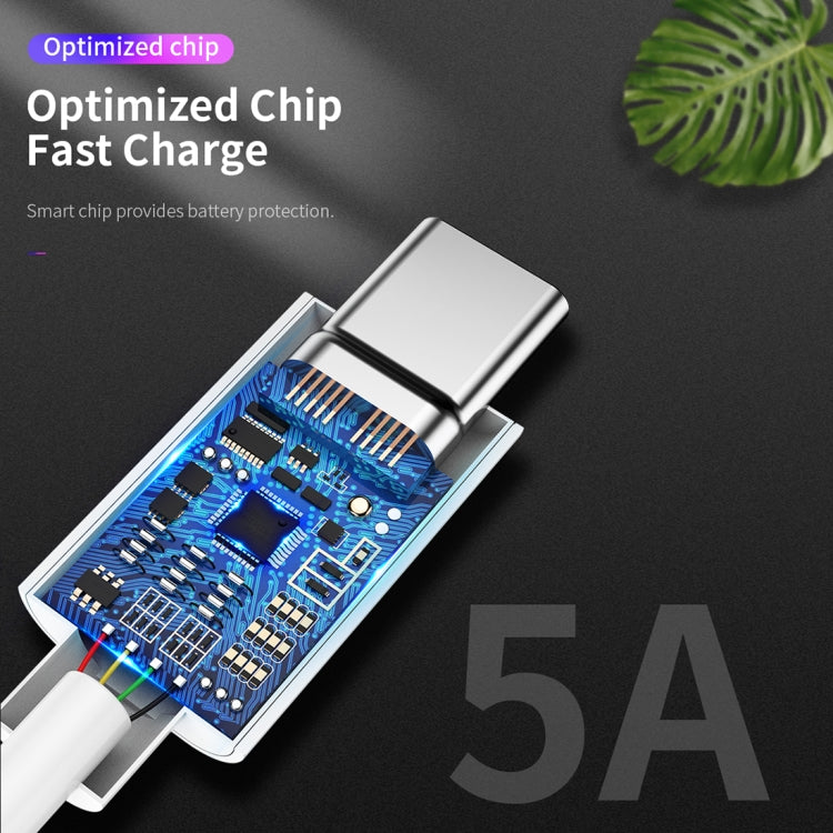 ROCK C4 5A USB-C / Type-C to USB Charge Sync Round Data Cable, Length : 1m (White)