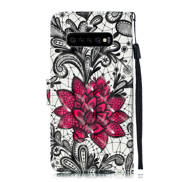 3D Lace Flower Pattern Horizontal Flip PU Leather Case for Galaxy S10+, with Holder & Card Slots & Wallet & Photo Frame