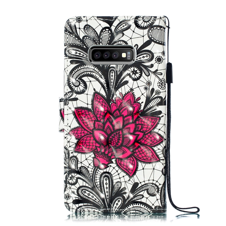 3D Lace Flower Pattern Horizontal Flip PU Leather Case for Galaxy S10e, with Holder & Card Slots & Wallet & Photo Frame