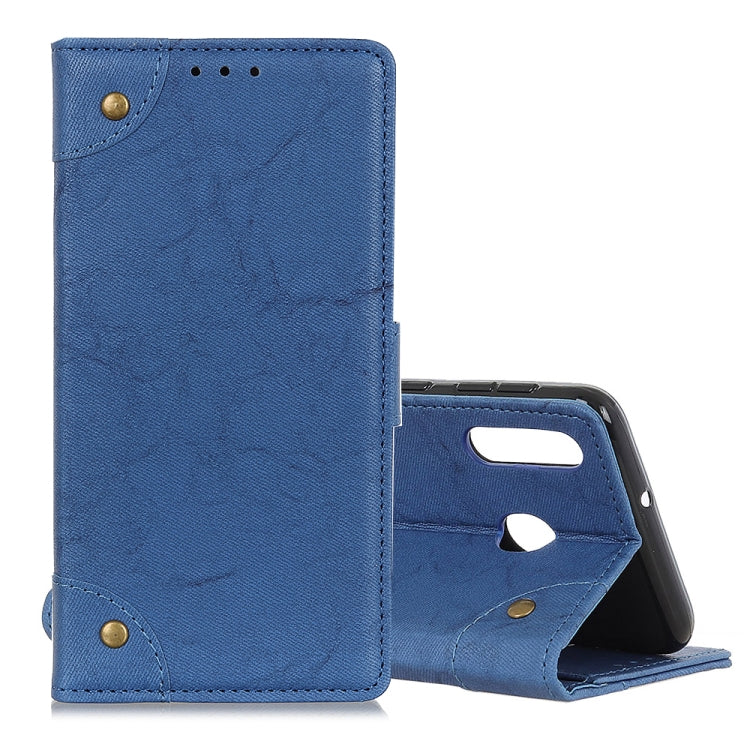 Copper Buckle Retro Crazy Horse Texture Horizontal Flip Leather Case for Galaxy M30/A40S, with Holder & Card Slots & Photo Frame