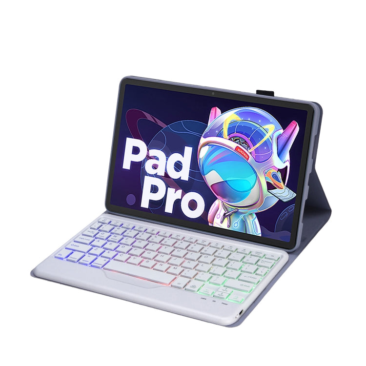 AM20-BS Lambskin Texture Ultra-thin Backlight Bluetooth Keyboard Leather Tablet Case For Lenovo Xiaoxin Pad 2022 10.6 inch/Tab M10 Plus 10.6 3rd Gen 2022